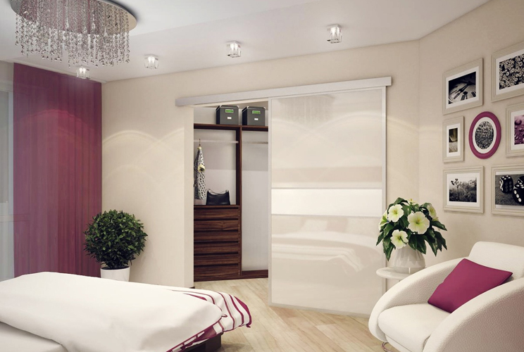 Дизайн спальни с гардеробной комнатой фото