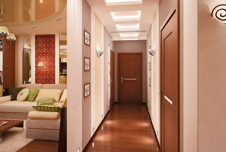 Дизайн длинного узкого коридора в квартире фото