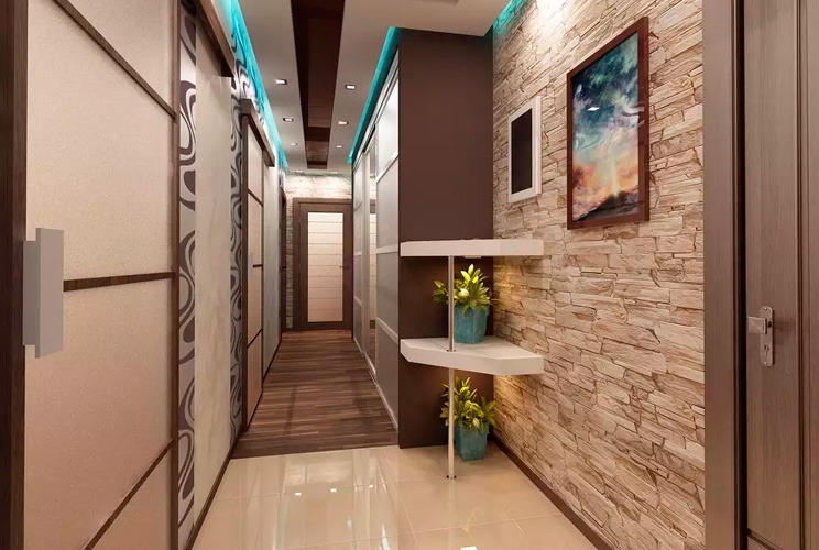 Дизайн длинного узкого коридора в квартире фото