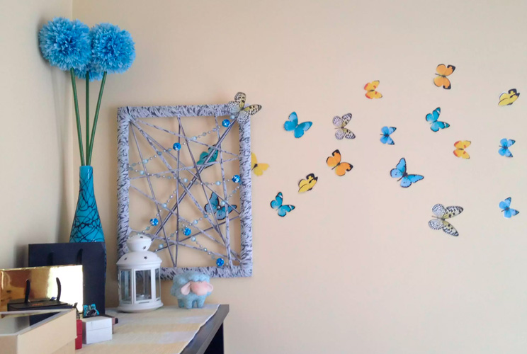 Бабочки в интерьере на стене своими руками