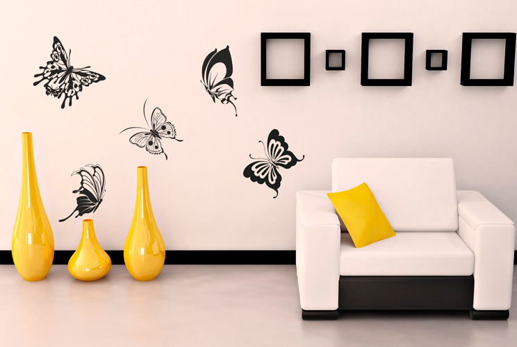 Бабочки в интерьере на стене своими руками